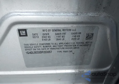 2013 Buick Lacrosse Leather Group z USA, uszkodzony, nr VIN 1G4GL5E33DF253057